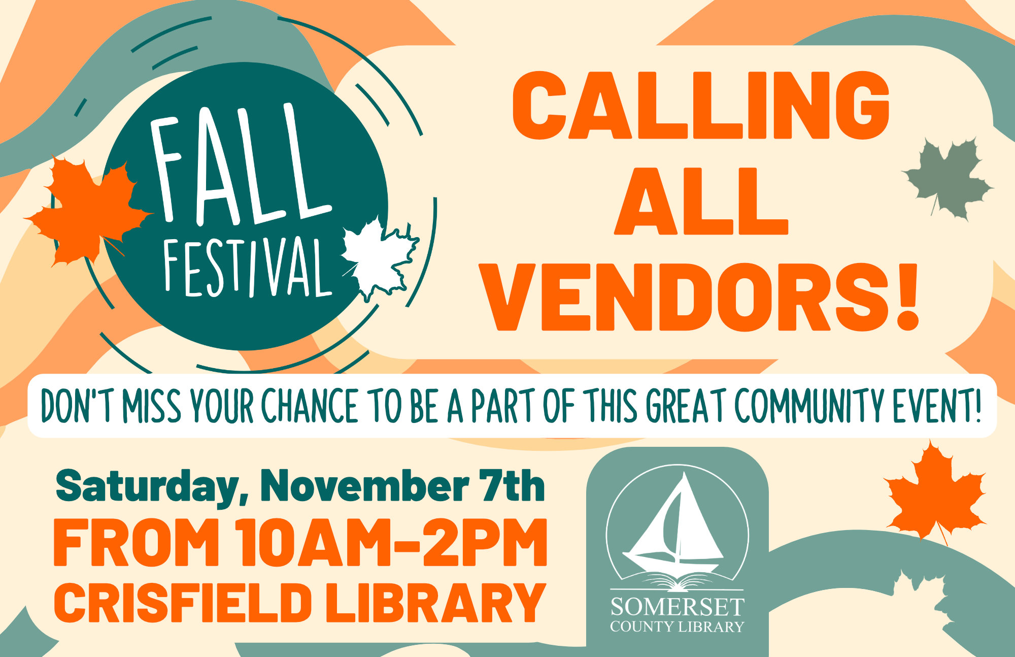 Fall Festival Vendor Sign Up November 7 Crisfield Library